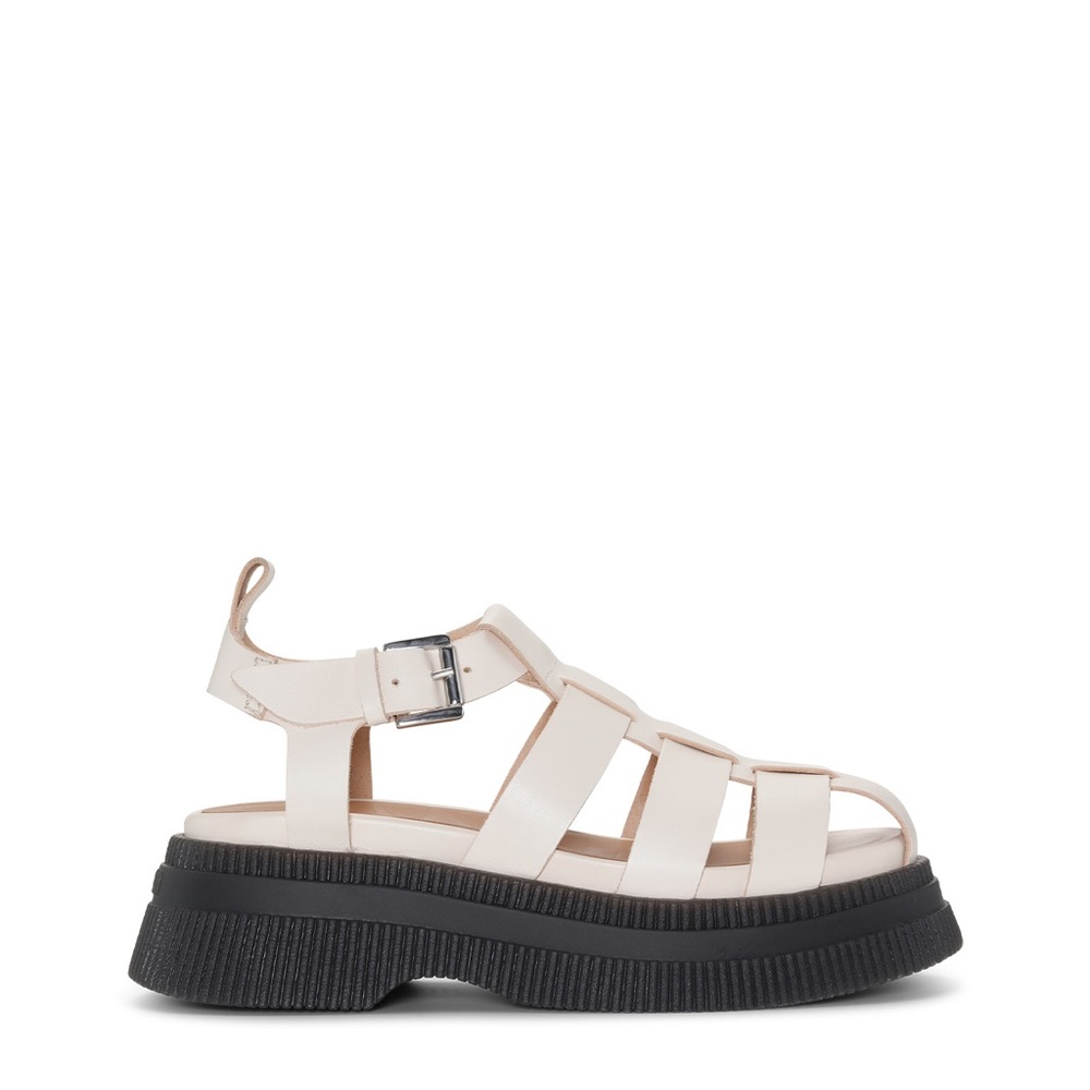 NEW Ganni Creepers Grid Sandals in white